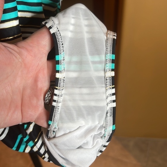 Bond-Eye Australia Black Blue Gold Striped One Piece Swimsuit Size 8 - Picture 11 of 12